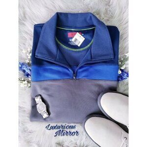 Alfani Slim Fit Pullover Colour Block Quarter Zip Sweater Cotton Mens Sz XL NEW